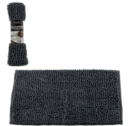 Koupelnová protiskluzová rohož ze šenilu 40 × 60 cm šedá