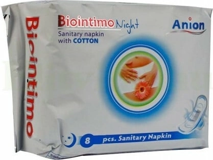 Biointimo Anion noční hygienické vložky s křidélky 8 ks