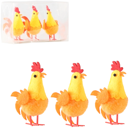 Sada velikonočních oranžových kuřátek – dekorace do interiéru (3 ks)