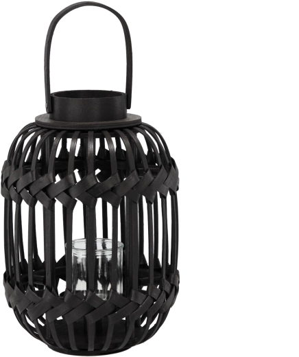 Černý lucernový svícen se skleněnou vložkou