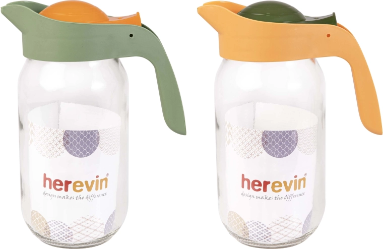 Džbán 1 l ze skla s plastovým víčkem