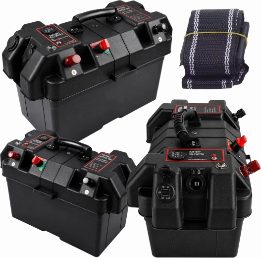 Přenosný box na 12V akumulátor s voltmetrem a 2× USB