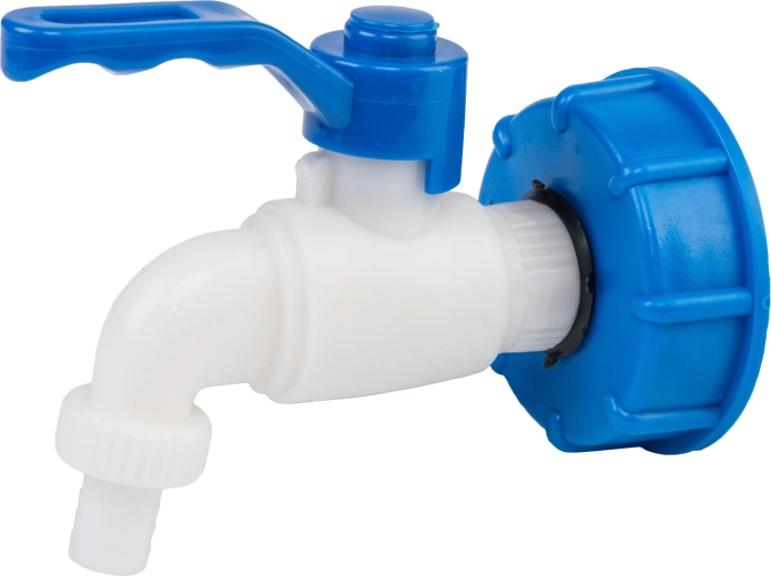 Plastový ventil pro IBC s vnitřním závitem S60x6 a kohoutkem 1/2"