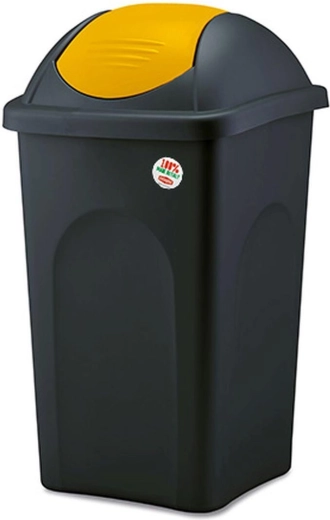 Výklopný odpadkový koš MULTIPAT 60 l, černo-žlutý, plast