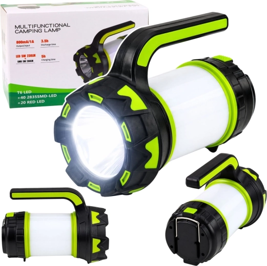 Kempingová LED svítilna a lampa 2v1 s akumulátorem
