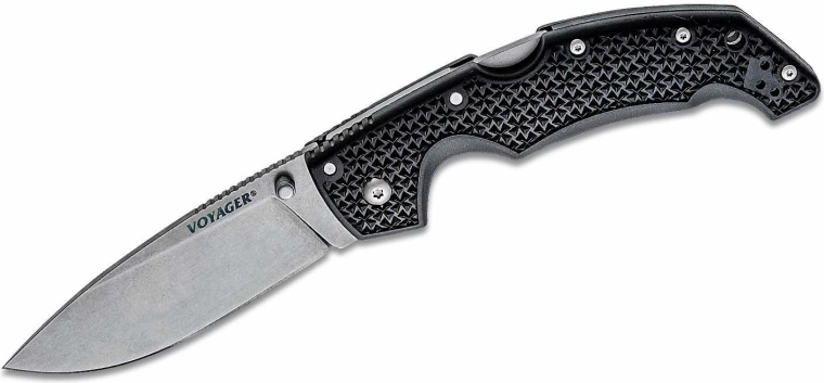 Skládací nůž Cold Steel Voyager Large Drop Point, 10 cm, stonewash, černý Griv-Ex