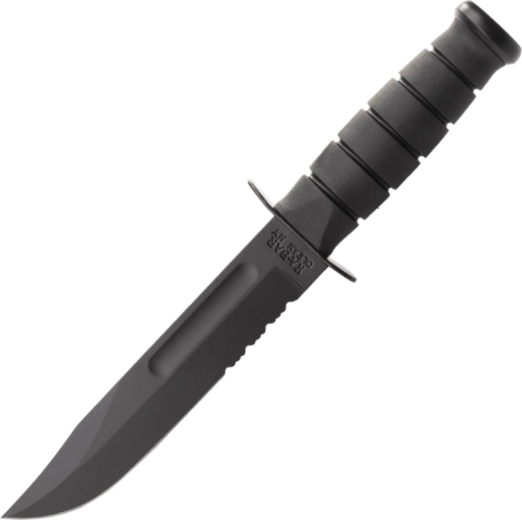 KA-BAR taktický núž s pevnou čepelí, zubaté ostří, černý Kraton, pouzdro Kydex 17,9 cm