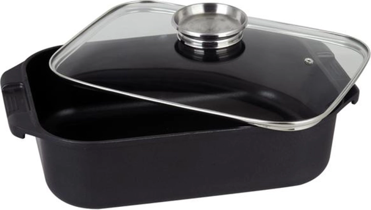 Pekáč se skleněnou poklicí 6,5 l, nepřilnavý, černý