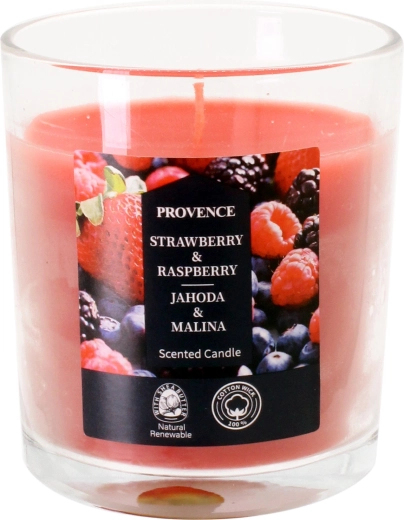 Svíčka ve skle jahoda a malina 7 × 8 cm