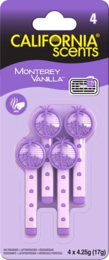 California Scents Vent Stick Monterey Vanilla – vonné tyčinky do ventilace (4 ks)