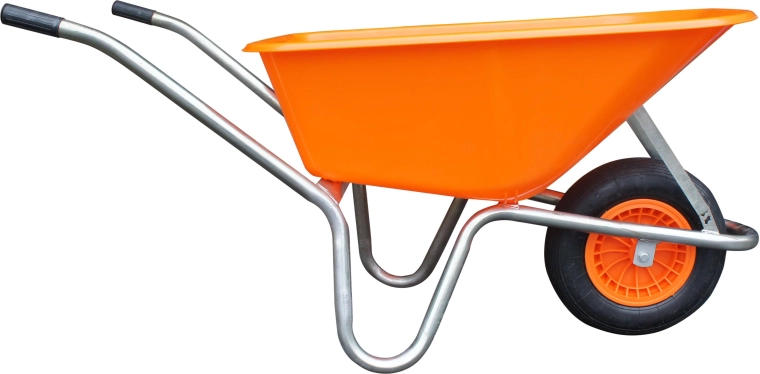 Zahradní kolečko LIVEX 100 l, oranžové, pozinkovaný rám