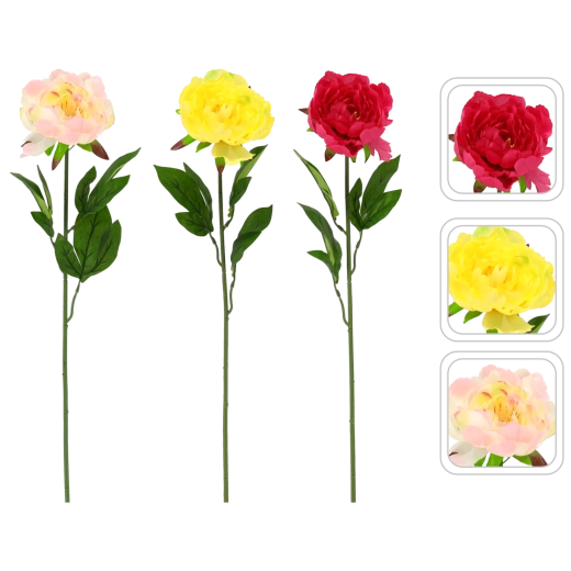 Umělá větev pivoňka 65 cm – mix barev