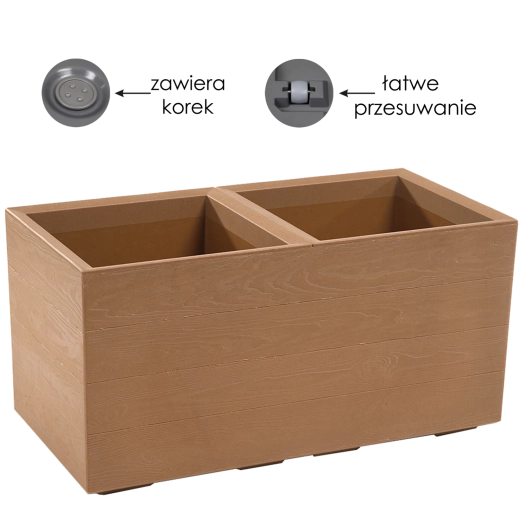 Květináč Karo Eco Wood 80 × 40 × 40 cm, přírodní dřevo