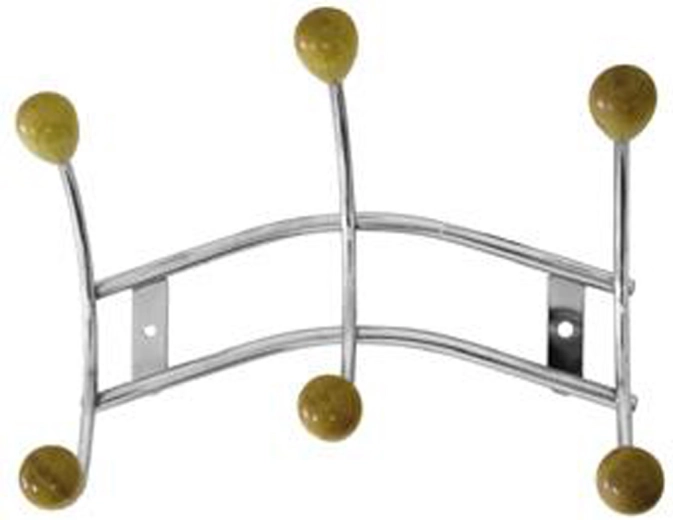 Nástěnný věšák se 3 háčky, chrom s dřevěnými koncovkami 16 × 23,5 cm