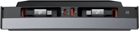 Rozbočovač do auta Baseus T‑Space USB‑C/USB‑A s vysouvacími kabely pro TESLA, 45 W, černý