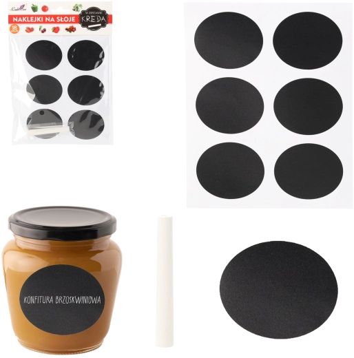 Sada tabulových samolepicích etiket na sklenice 6 × 4,8 cm – 18 ks