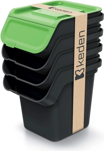 Sada třídicích košů Kaddi Q s filtrem 4×20 l, recyklovaný plast