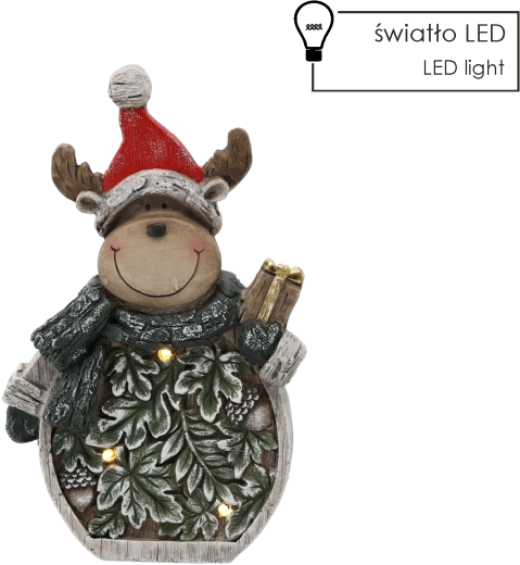 Vánoční figurka – sob s listy LED 24 × 9,5 × 38,5 cm