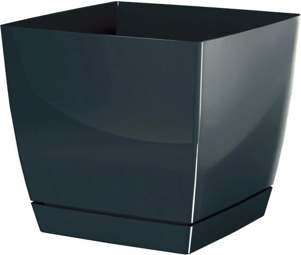 Květináč Coubi Square s miskou 13,5 cm – grafit
