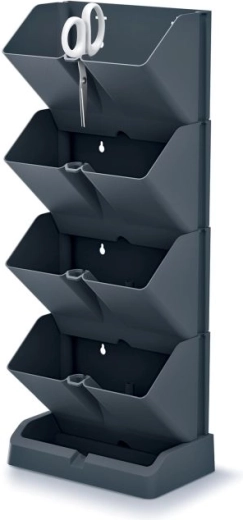 Vertikální květináče s nůžkami na bylinky MINI GARDEN, antracit