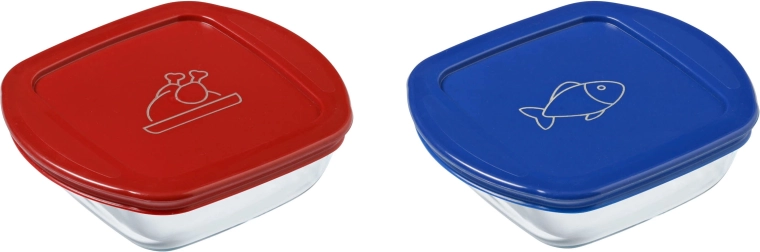 Sada čtvercových skleněných dóz PYREX 2 ks 0,3 l