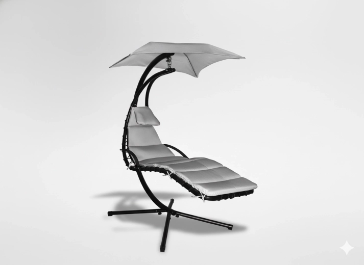 Zahradní houpací křeslo se stříškou šedé