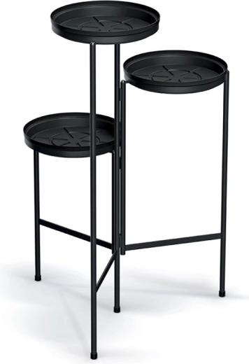 Víceúrovňový stojan na květiny, černý, 50 cm