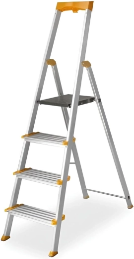 Hliníkové jednostranné schůdky 1x4 s madlem a plošinou