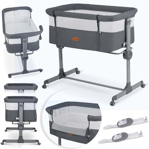 Skládací přístavná dětská postýlka s matrací NUKIDO