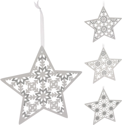 Závěsná dřevěná hvězda 30 cm bílá