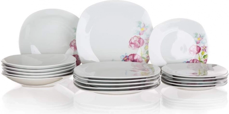Jídelní souprava pro 6 osob BANQUET Square Dolores – porcelán s květinovým dekorem, 18 dílů