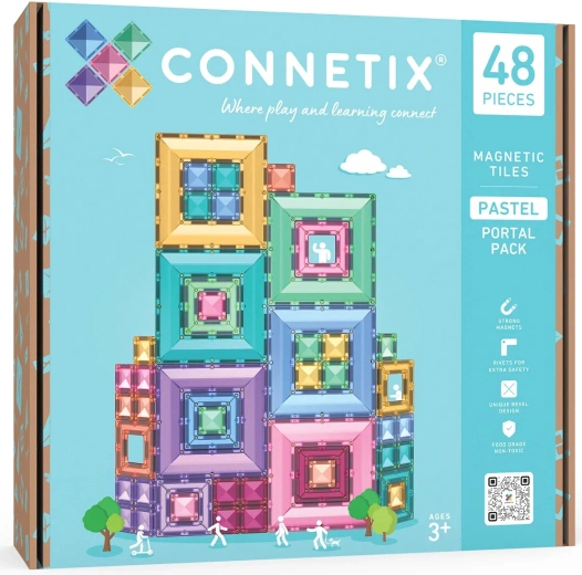 Connetix Pastel Portal Pack – kreativní magnetické stavebnice, 48 dílů