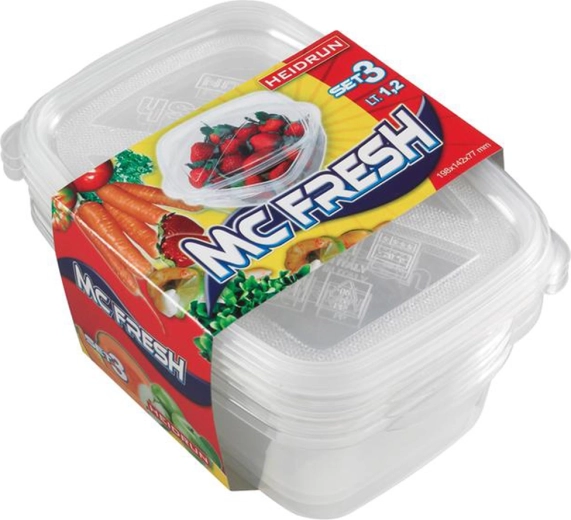 Plastová dóza s víčkem HEIDRUN McFresh 1,2 l, sada 3 ks