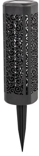 Solární zahradní lampa s bodcem, 1 LED, černá, průměr 6 cm, výška 31 cm