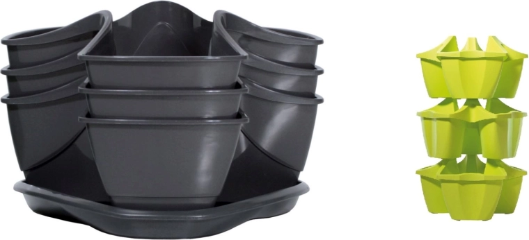 Kaskádový bylinkový květináč COUBI HERBAL, grafit, 29,5 cm