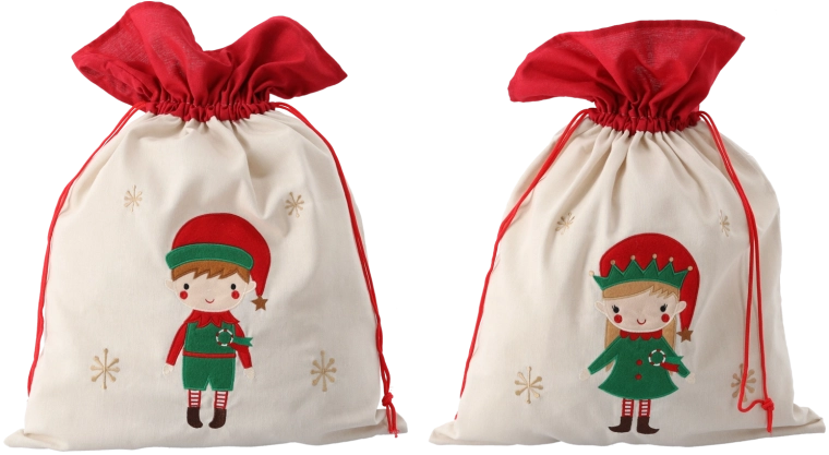 Dárkový pytel 45 × 60 cm béžový, mix vzorů elf