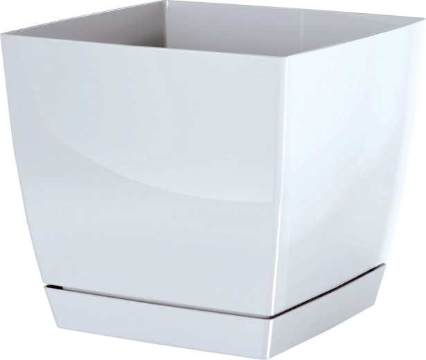 Květináč Coubi Square s miskou 21 cm bílý
