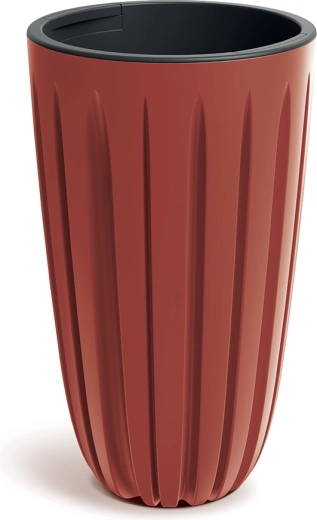 Plastový květináč Wario 29 cm retro červený s vložkou