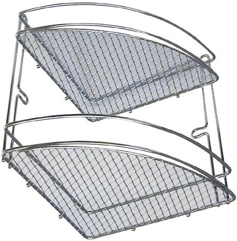 Rohová dvoupatrová koupelnová polička z chromu 20,5 × 20,5 × 26 cm