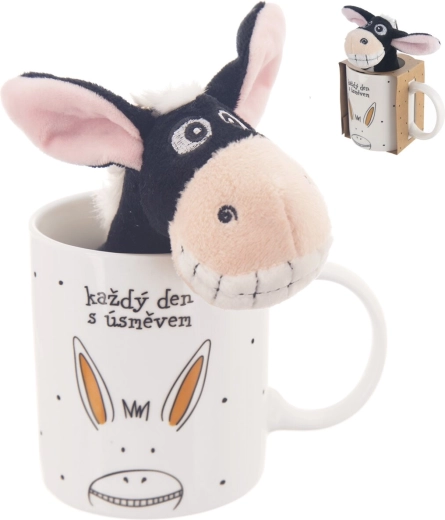 Porcelánový hrnek s hračkou – oslík 0,39 l