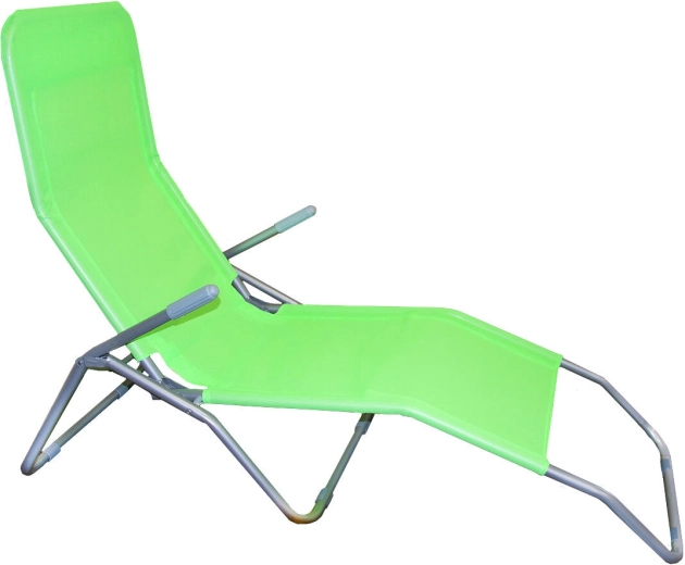 Skládací kovové lehátko 186 × 60 × 98 cm, zeleno‑limetkové, nosnost 100 kg
