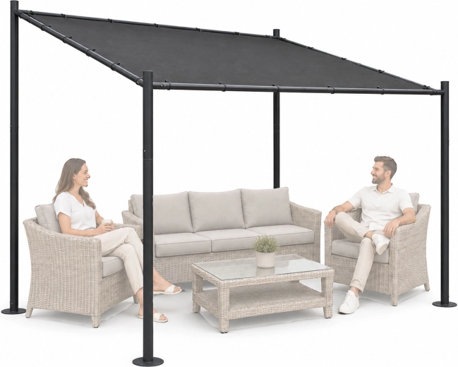 Multigarden zahradní pergola 3 × 3 m se stříškou, ocelová, šedá