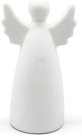 Svítící keramický anděl s LED, bílý, včetně baterií
