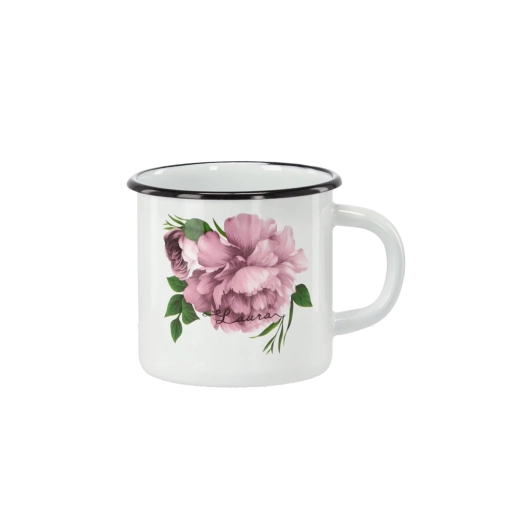 Smaltovaný hrnek 1 l bílý Pivoňka Laura