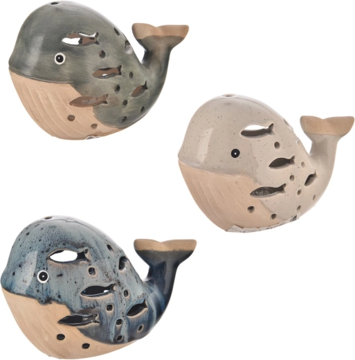 Porcelánová svítící dekorace Velryba s LED