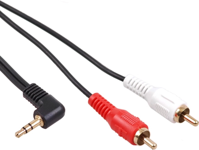 Kabel mini jack 3,5 mm zahnutý na 2× RCA 1 m MCTV černý