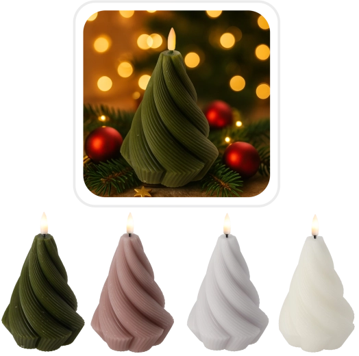 LED vosková spirálová svíčka Twisted 9 × 12,5 cm s časovačem