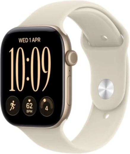 Apple Watch Series 12 GPS 42 mm hliníkové pouzdro světle zlaté s pískovým sportovním řemínkem S/M