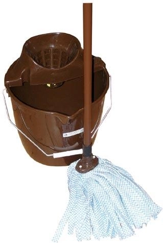 Mopovací set s kulatým vědrem 12 l, hnědý