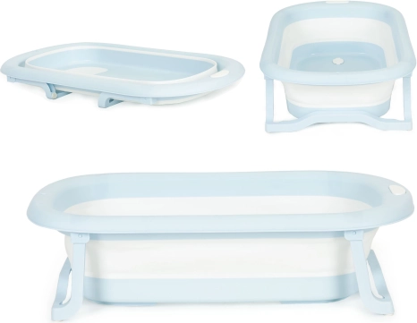 Skládací cestovní dětská vanička s odtokem, šedá